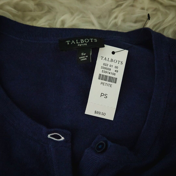 Talbots Size SP Small Petite Blue Purple Ombre Button 3/4 Sleeve Cardigan NEW - Picture 3 of 5